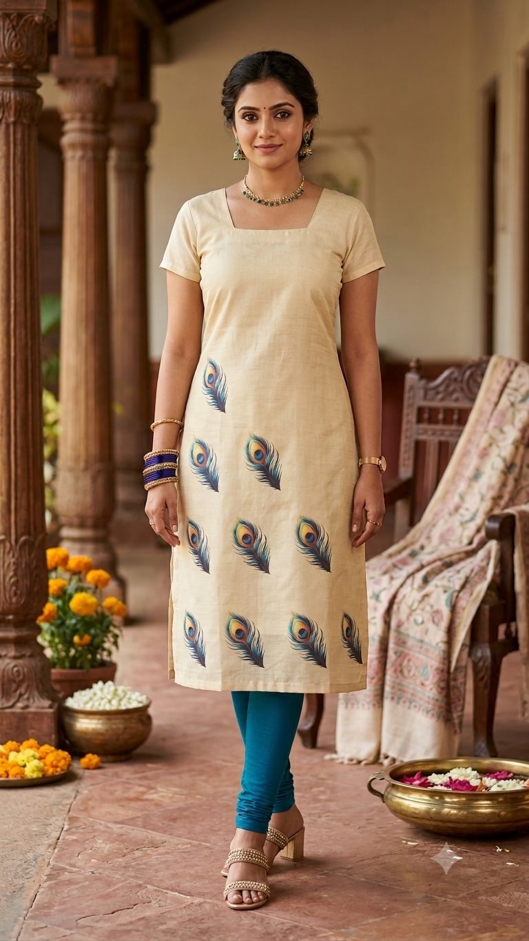 Mayil Peeli Kurti - Tissue Silk - KURTIS - WOMAN | Trida Fashion