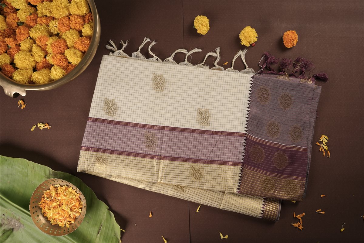 Vintage Swarna Kattam Kasavu saree - Handloom Cotton - SAREES - WOMAN | Trida Fashion